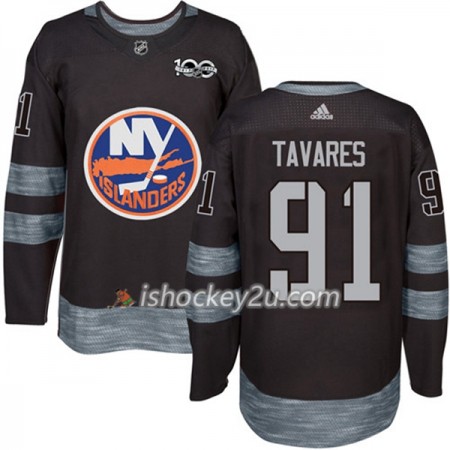 Mænd NHL New York Islanders Trøje John Tavares 91 1917-2017 100th Anniversary Adidas Sort Authentic